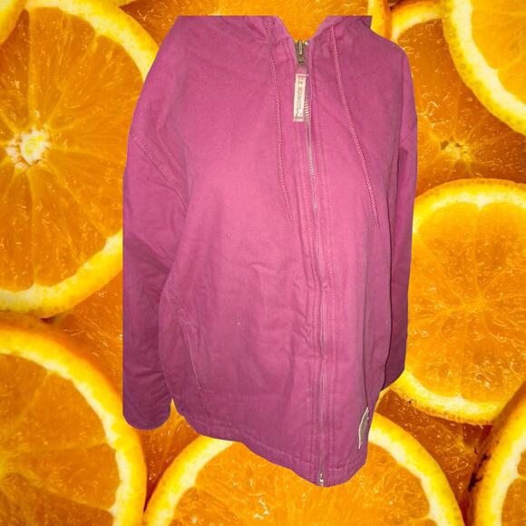Schmidt Workwear for Her Pink Full‎ Zip Sherpa Lined Canvas Jacket Size Large - Picture 1 of 8